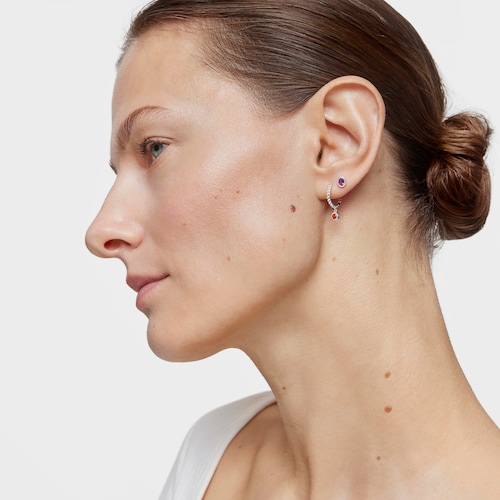 Silver short-long Earrings with gemstones TOUS Basic Colors