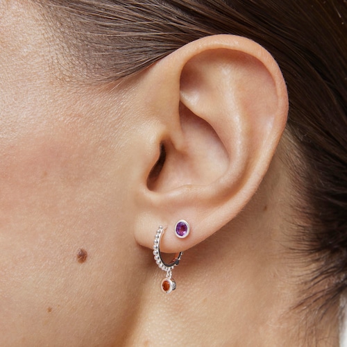 Silver short-long Earrings with gemstones TOUS Basic Colors