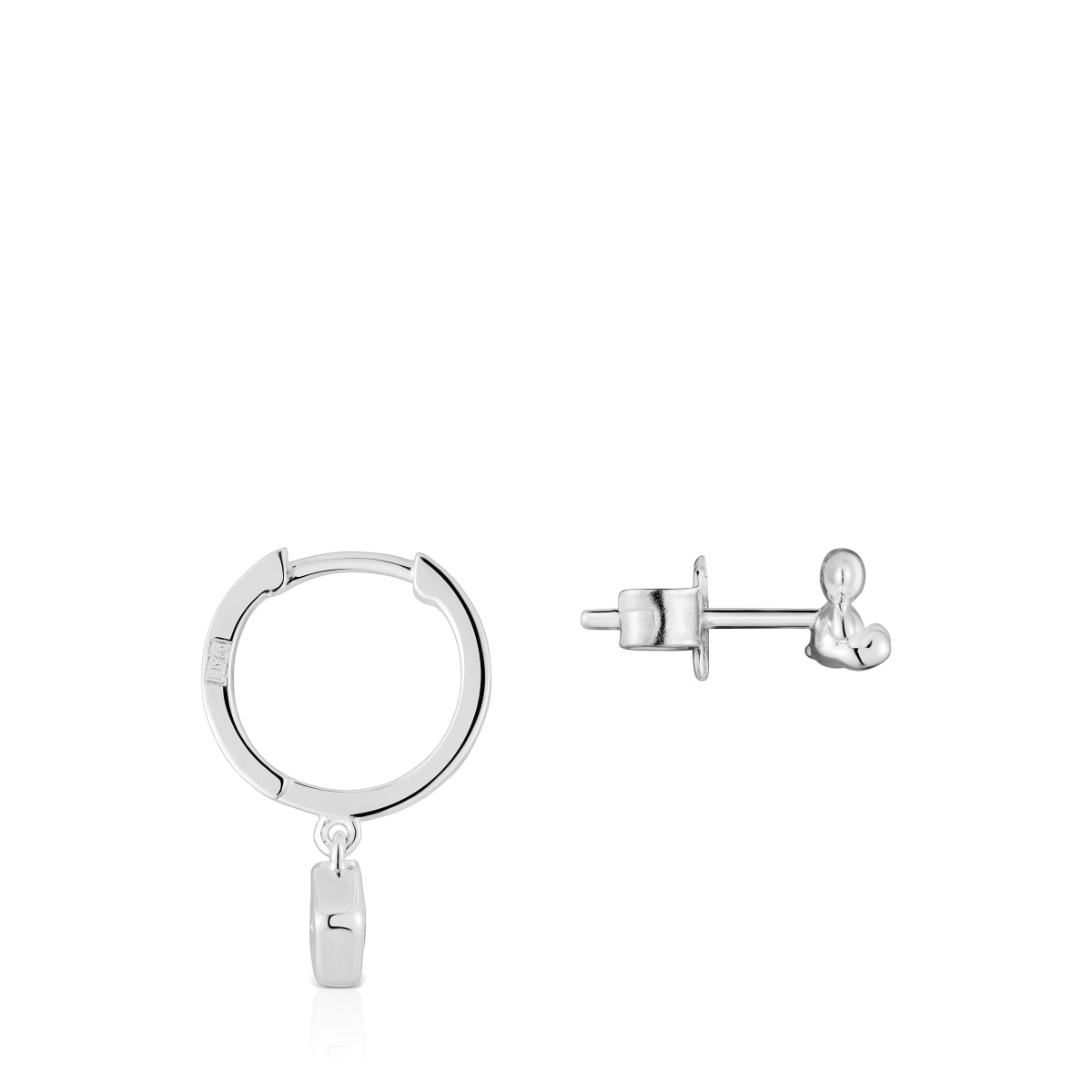 Short-long silver bear Earrings with iolite charm TOUS Basic Colors