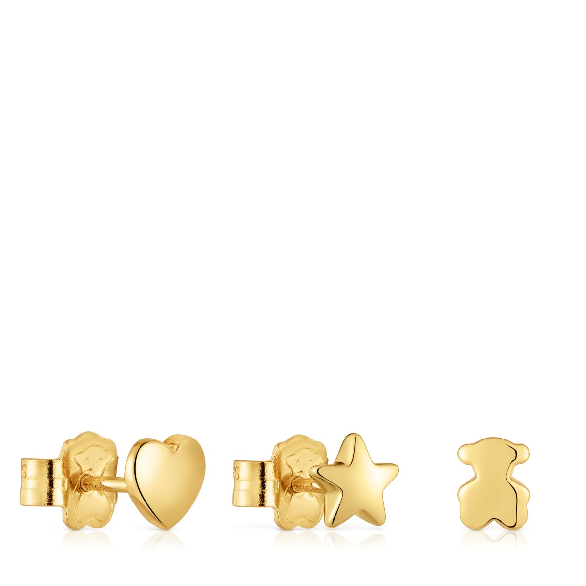 Pack de tres pendientes con baño de oro 18 kt sobre plata motivos Bold Motif