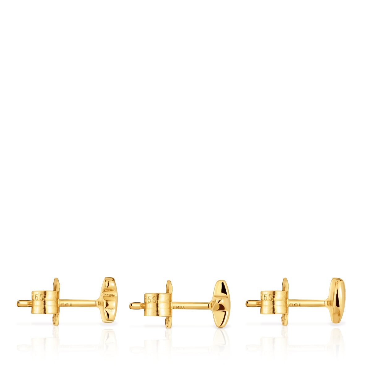 Pack de tres pendientes con baño de oro 18 kt sobre plata motivos Bold Motif
