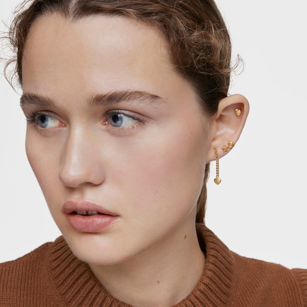Pack of three 18kt gold plating over silver Earrings with motifs Bold Motif image number 3