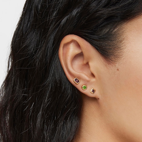 Pack de pendientes pequeños con baño de oro 18 kt sobre plata y gemas Basic Colors