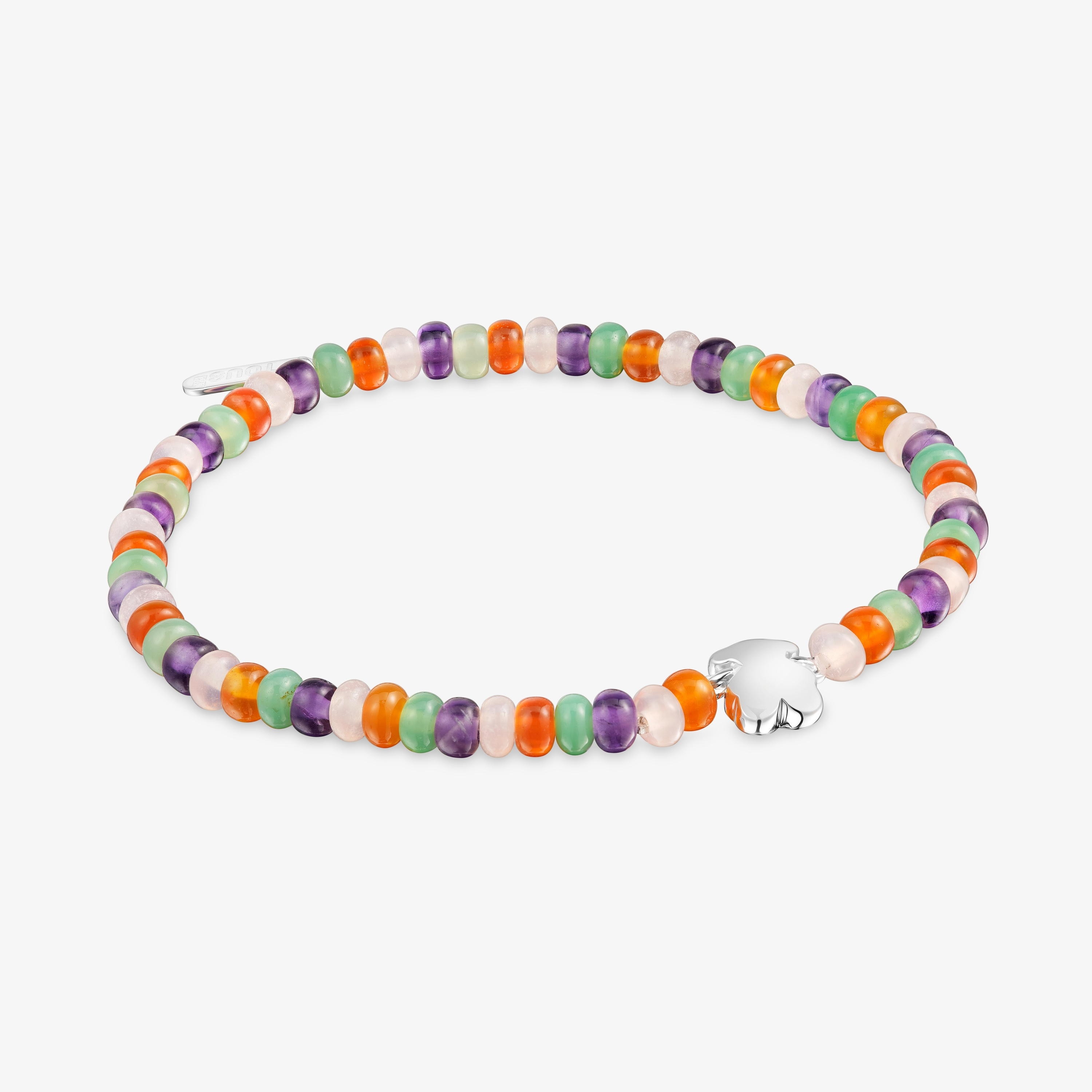 Elastic Bracelet with gemstones and a silver bear motif Bold Motif