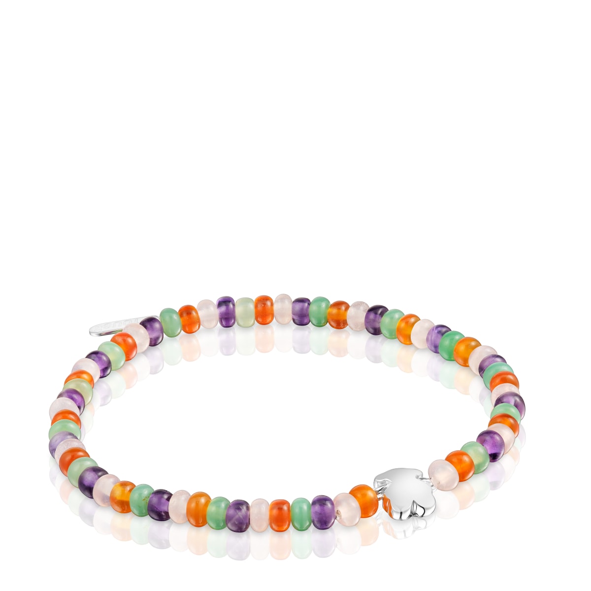 Pulsera elástica con gemas y motivo oso de plata Bold Motif