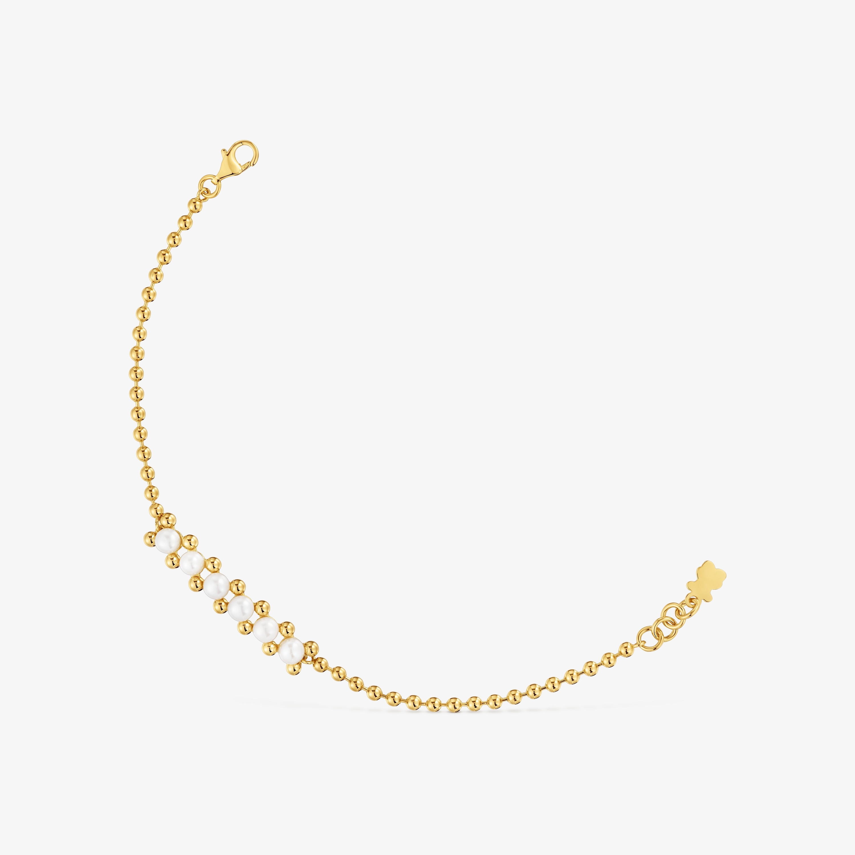 Pearl chain Bracelet with 18K gold vermeil and cultured pearls Gloss
