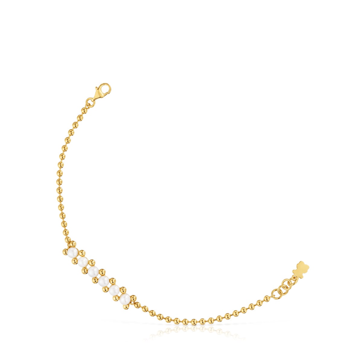 Pearl chain Bracelet with 18kt gold plating over silver and cultured pearls Gloss
