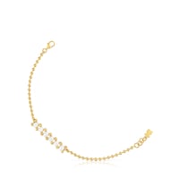 Pearl chain Bracelet with 18kt gold plating over silver and cultured pearls Gloss