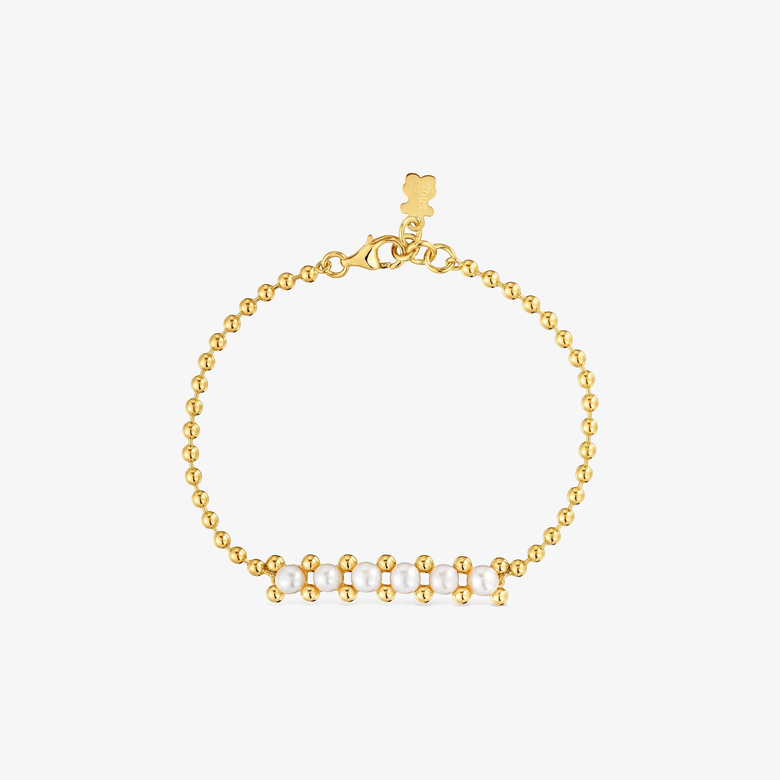 Pearl chain Bracelet with 18K gold vermeil and cultured pearls Gloss