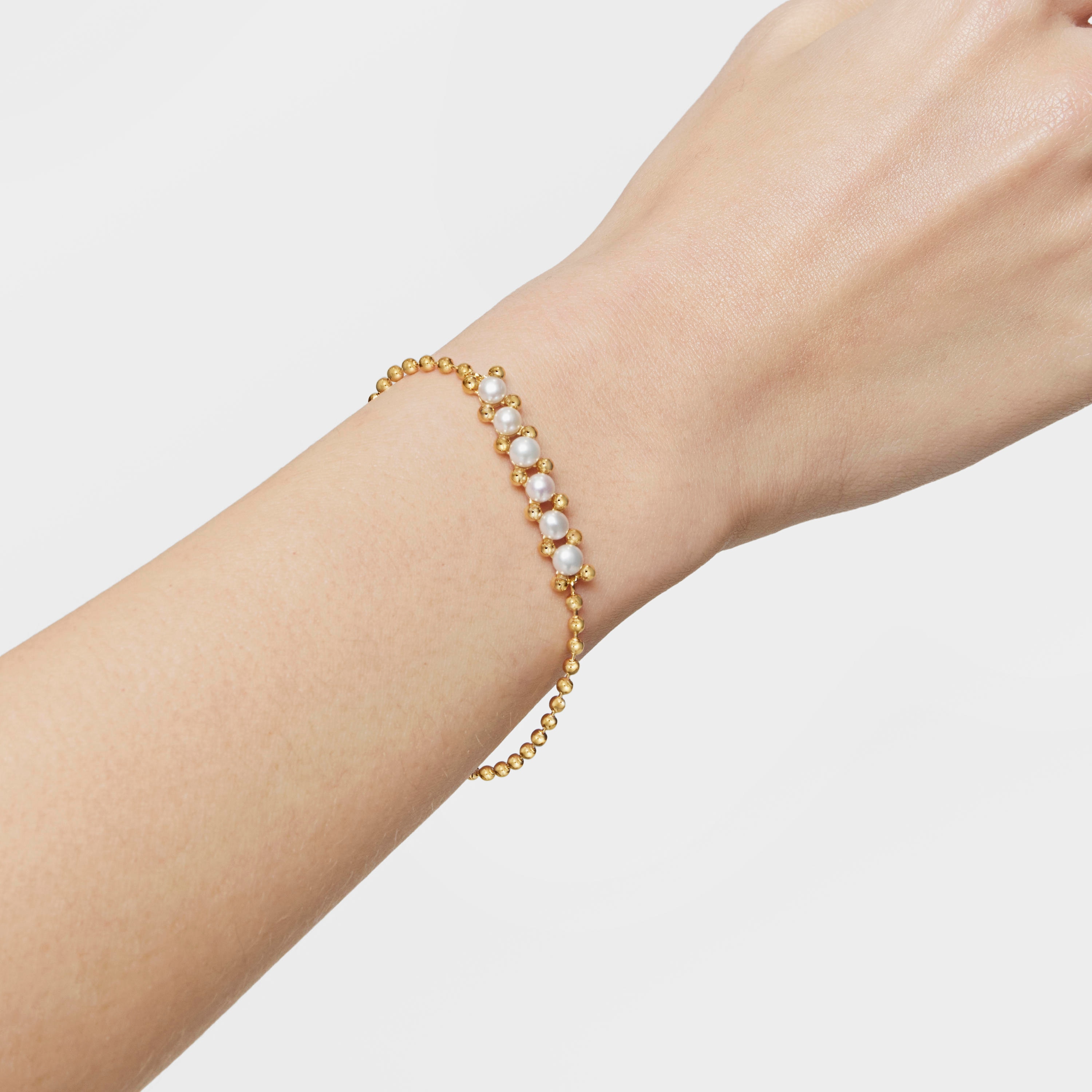 Pearl chain Bracelet with 18K gold vermeil and cultured pearls Gloss