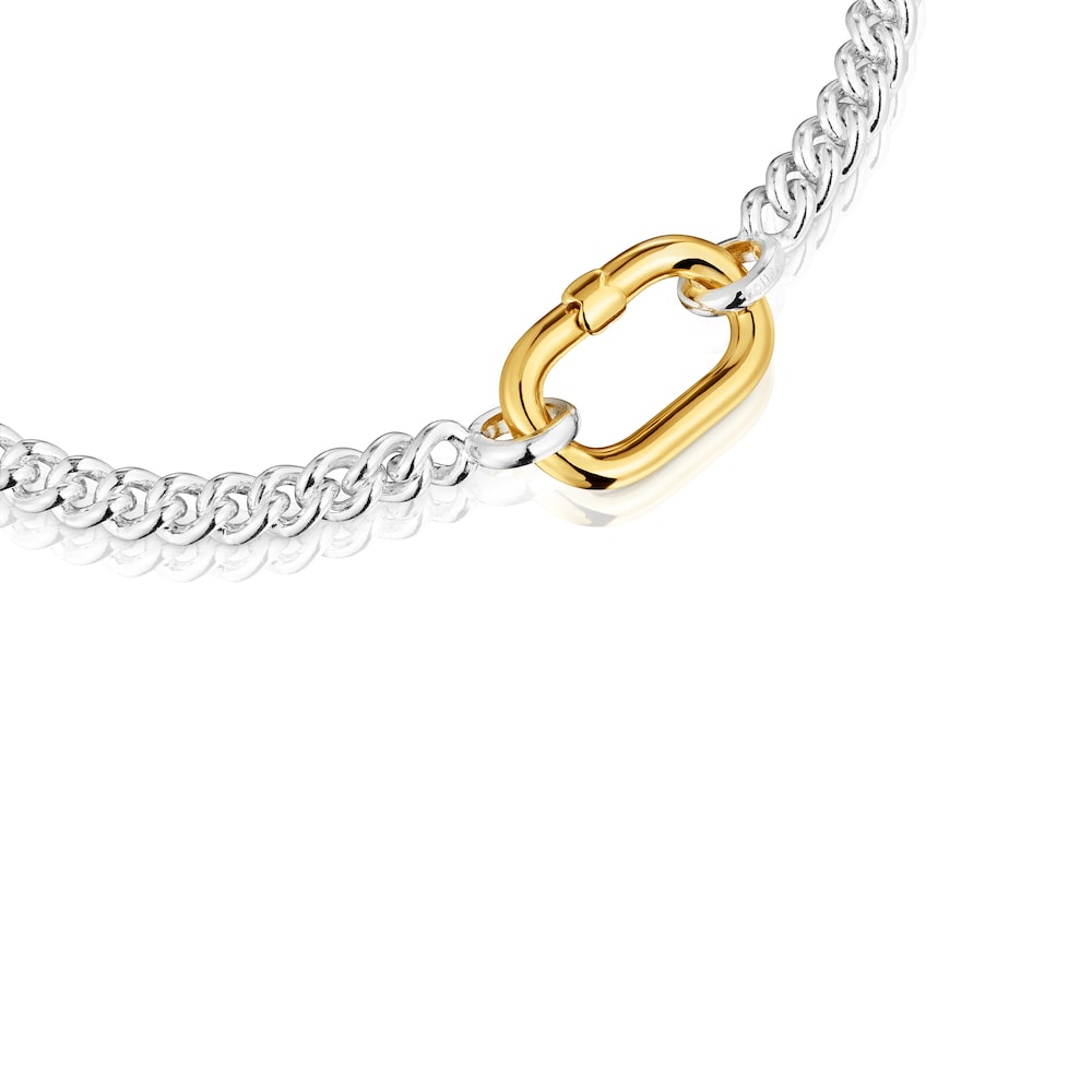 Pulsera de plata con anilla bicolor Hold Oval image number 2