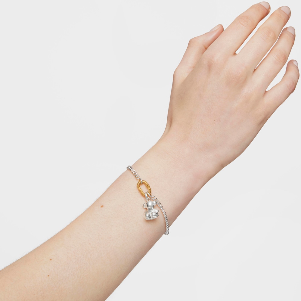 Pulsera de plata con anilla bicolor Hold Oval image number 5
