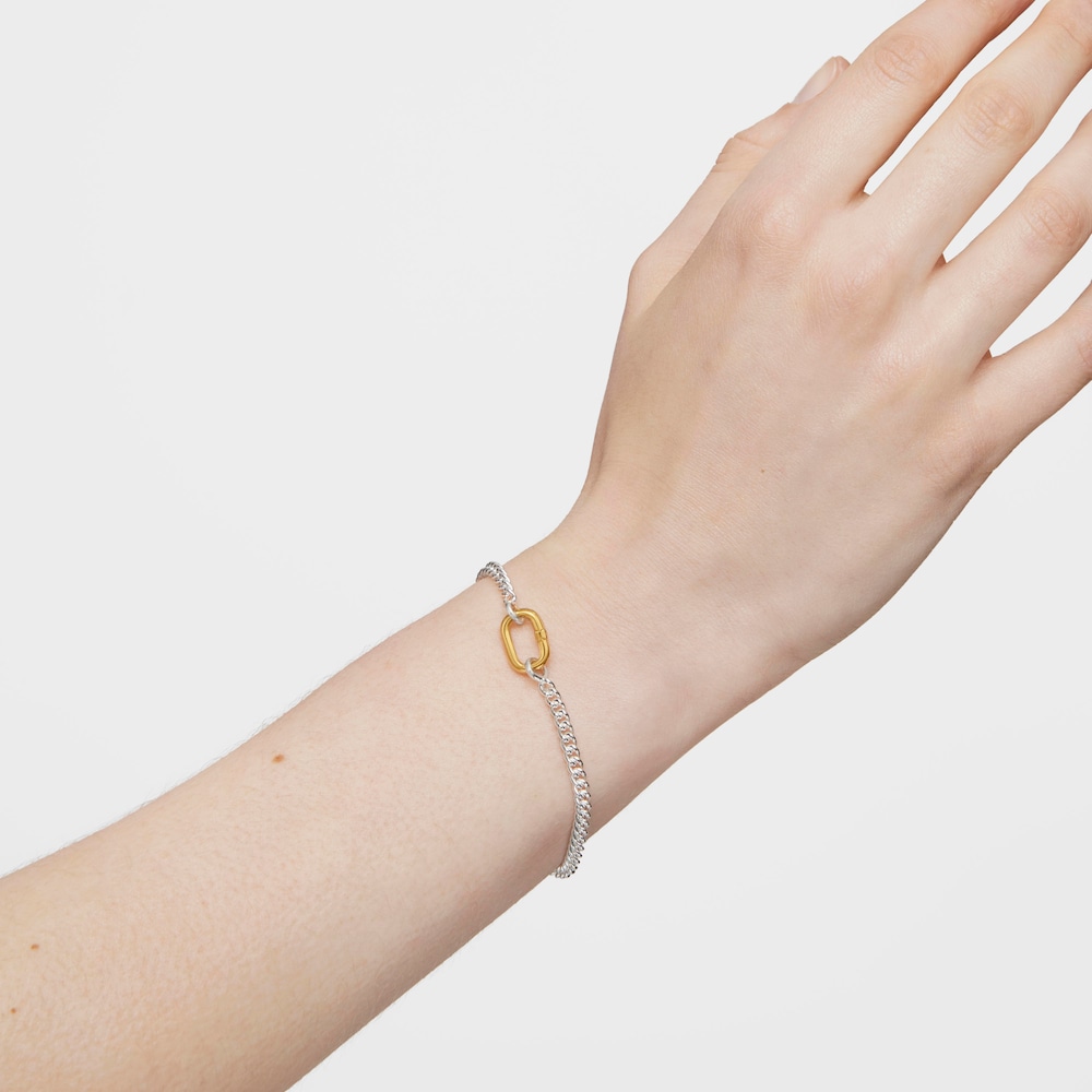 Pulsera de plata con anilla bicolor Hold Oval image number 6