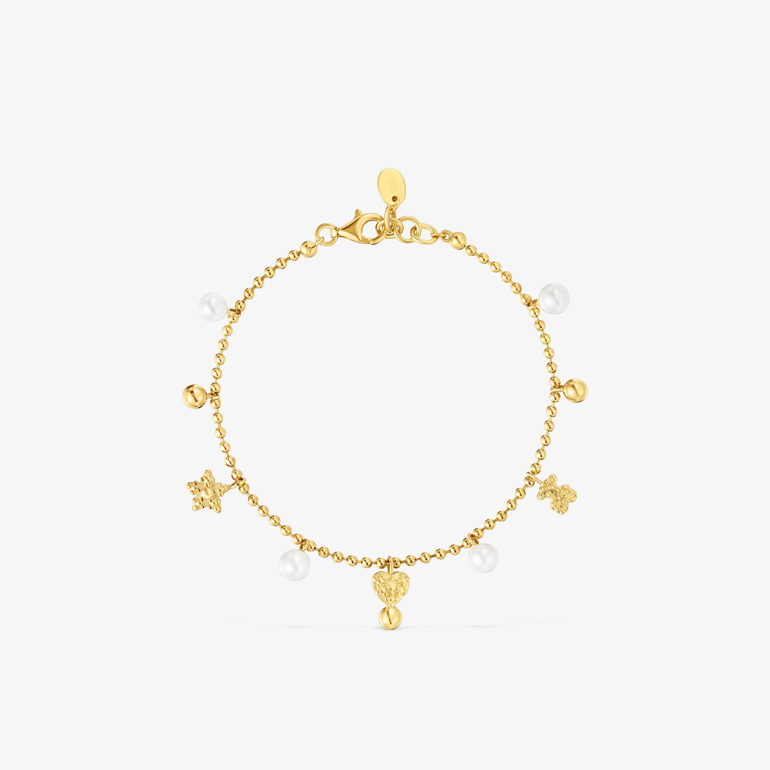 Chain Bracelet with 18K gold vermeil and cultured pearls and motifs TOUS Grain