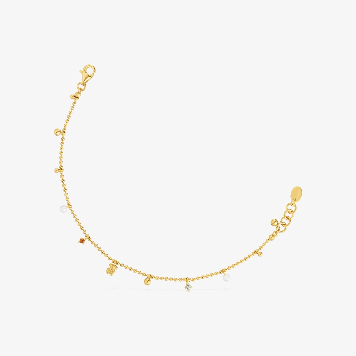 Tous - Pulsera Cadena Con Baño De Oro De 18 Kt Sobre Plata, Perlas Cultivadas Y Gemas Tous Grain - Multi