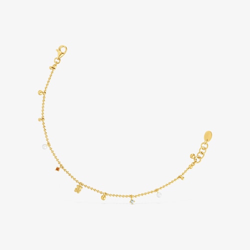 Bracciale a catena in argento placcato oro 18&nbsp;kt, perle coltivate e pietre preziose TOUS Grain