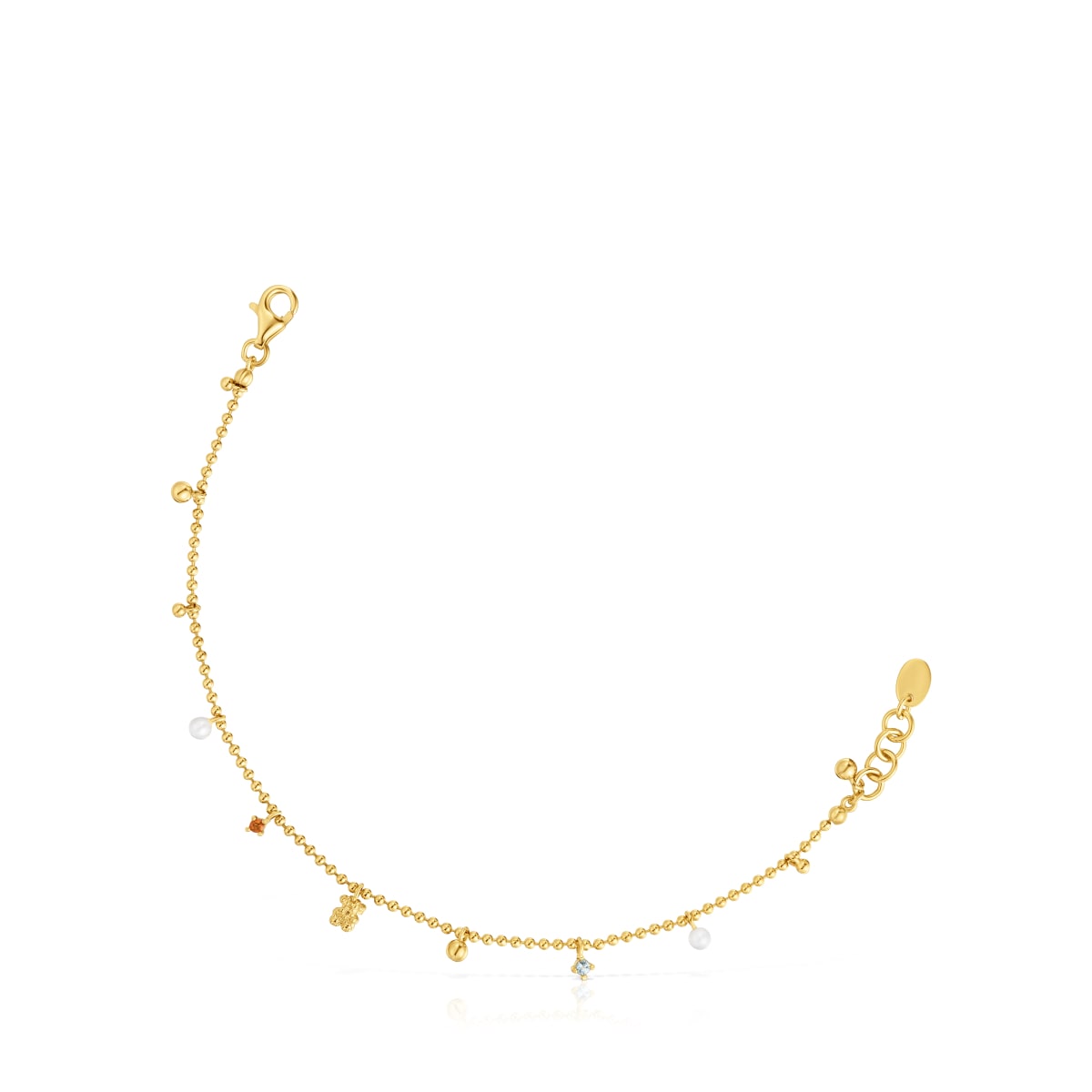 Chain Bracelet with 18kt gold plating over silver and cultured pearls and gemstones TOUS Grain