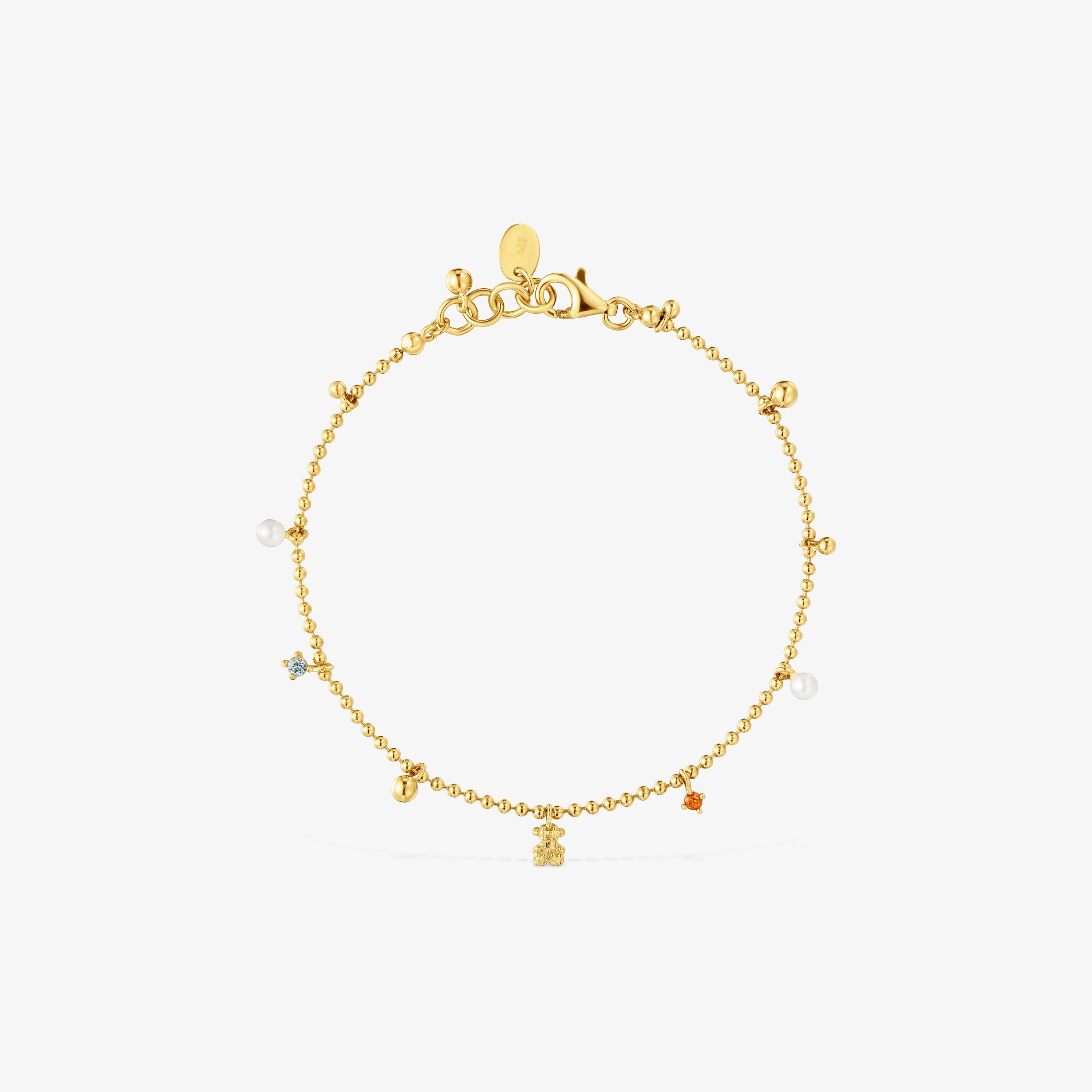Chain Bracelet with 18K gold vermeil and cultured pearls and gemstones TOUS Grain