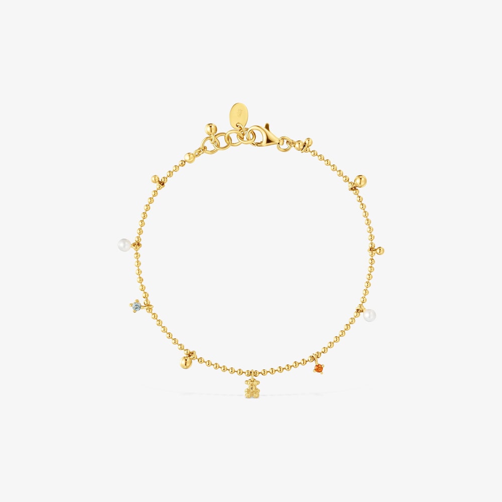 Kettenarmband TOUS Grain aus 18&nbsp;kt vergoldetem Silber mit Zuchtperlen und Edelsteinen