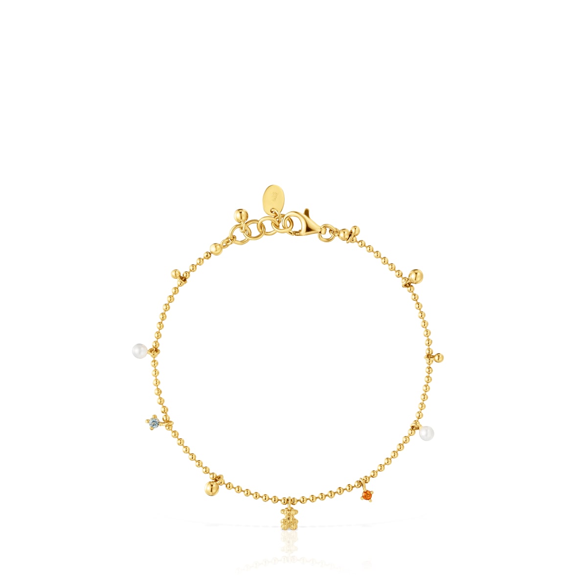 Chain Bracelet with 18kt gold plating over silver and cultured pearls and gemstones TOUS Grain