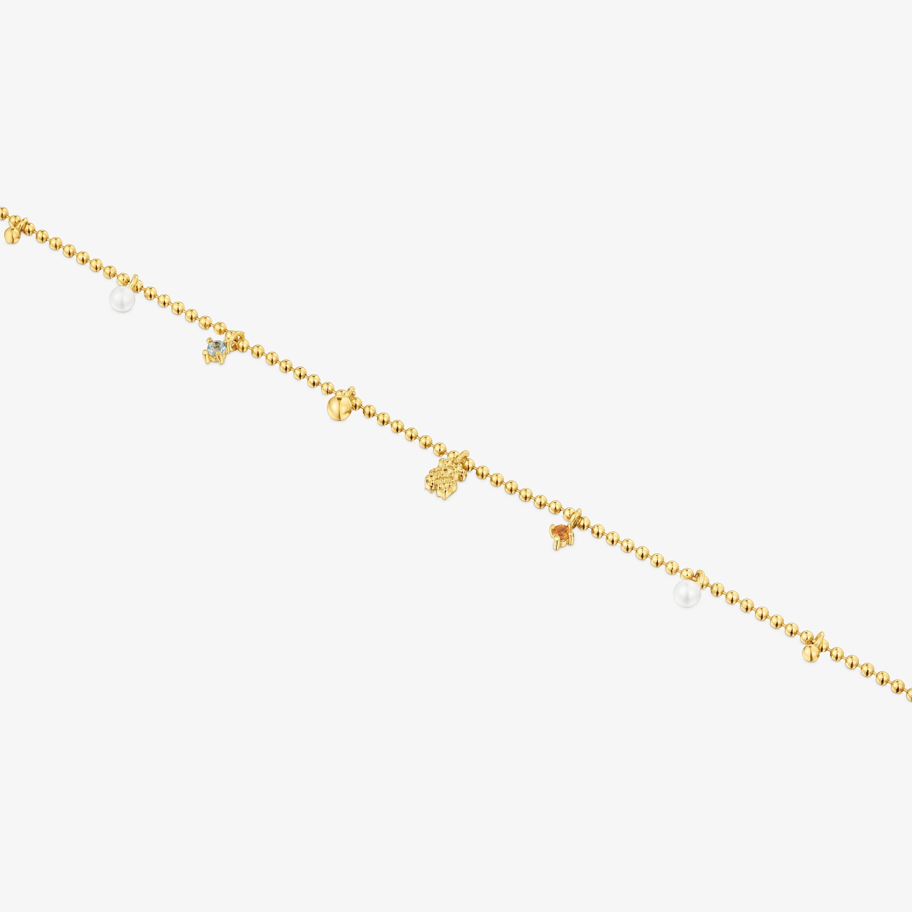 Chain Bracelet with 18K gold vermeil and cultured pearls and gemstones TOUS Grain