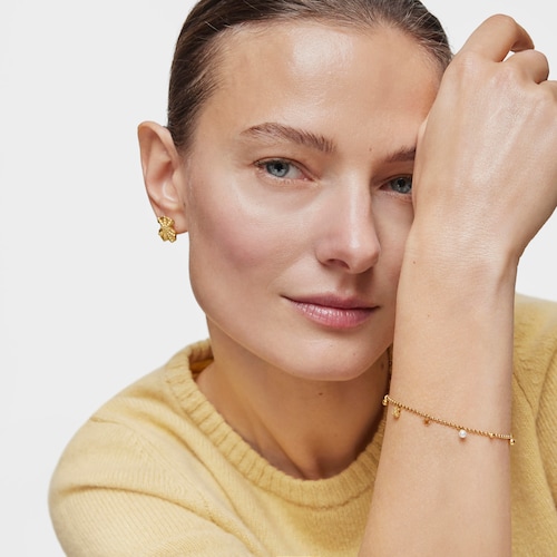 Pulsera cadena con baño de oro de 18 kt sobre plata, perlas cultivadas y gemas TOUS Grain