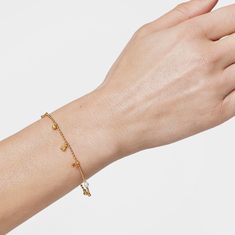 Kettenarmband TOUS Grain aus 18&nbsp;kt vergoldetem Silber mit Zuchtperlen und Edelsteinen