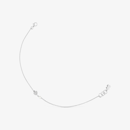 White-gold heart Chain bracelet with diamonds and cultured pearls TOUS Grain