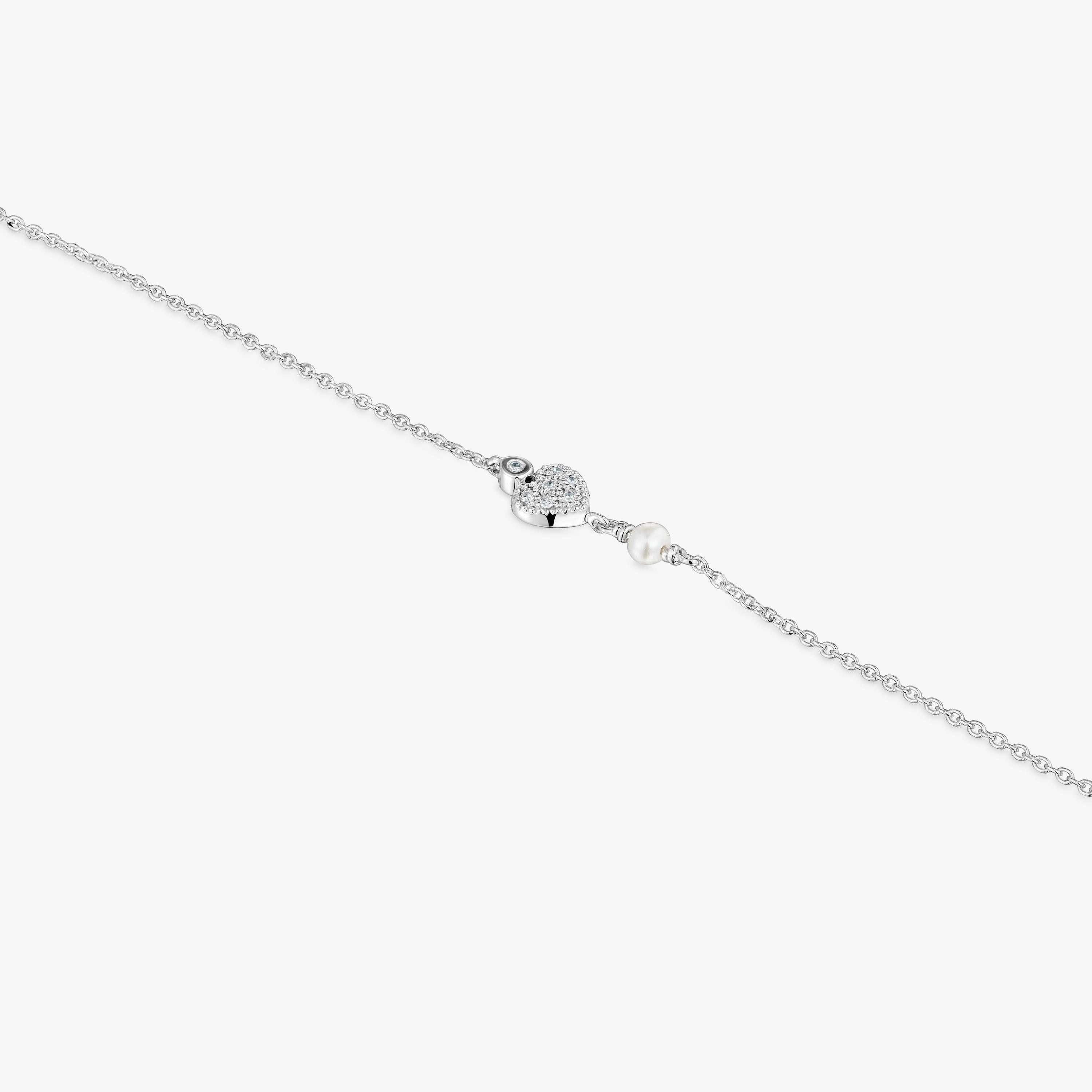 White-gold heart Chain bracelet with diamonds and cultured pearls TOUS Grain