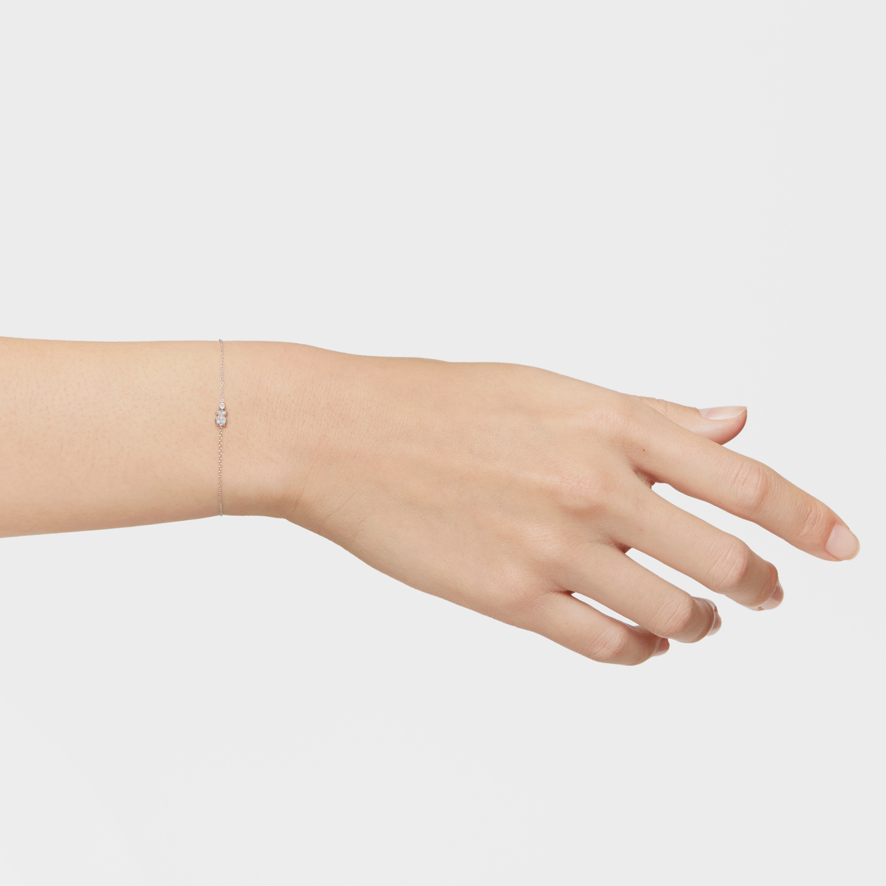 18K white- gold bear Chain bracelet with diamonds TOUS Grain