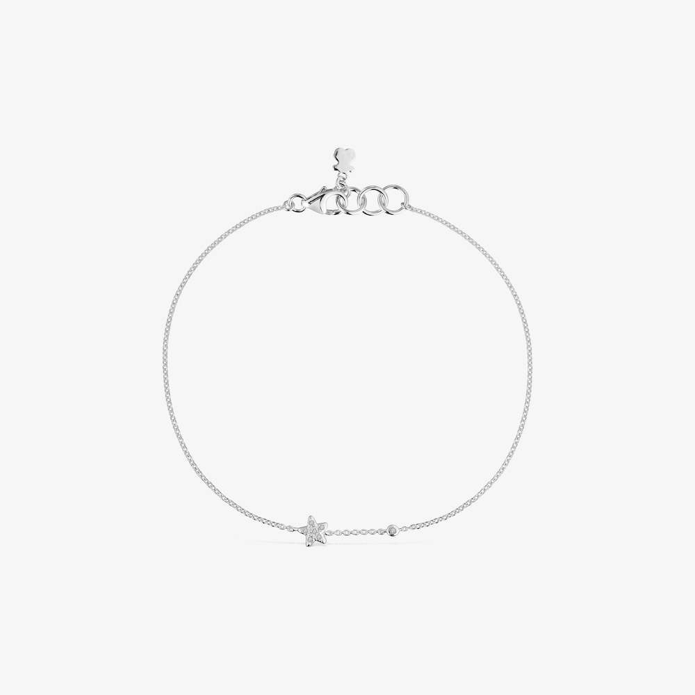 Pulsera cadena estrella de oro blanco con diamantes TOUS Grain