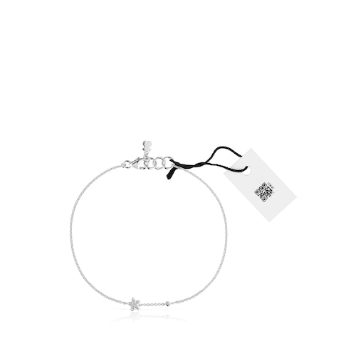 Pulsera cadena estrella de oro blanco con diamantes TOUS Grain