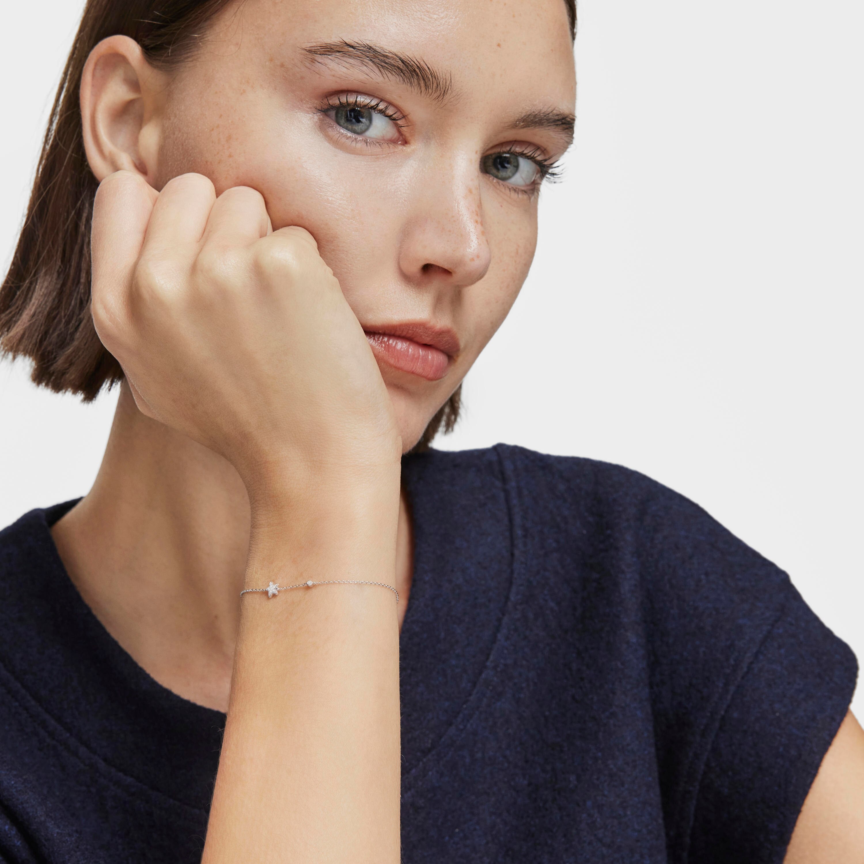 18K white- gold star Chain bracelet with diamonds TOUS Grain