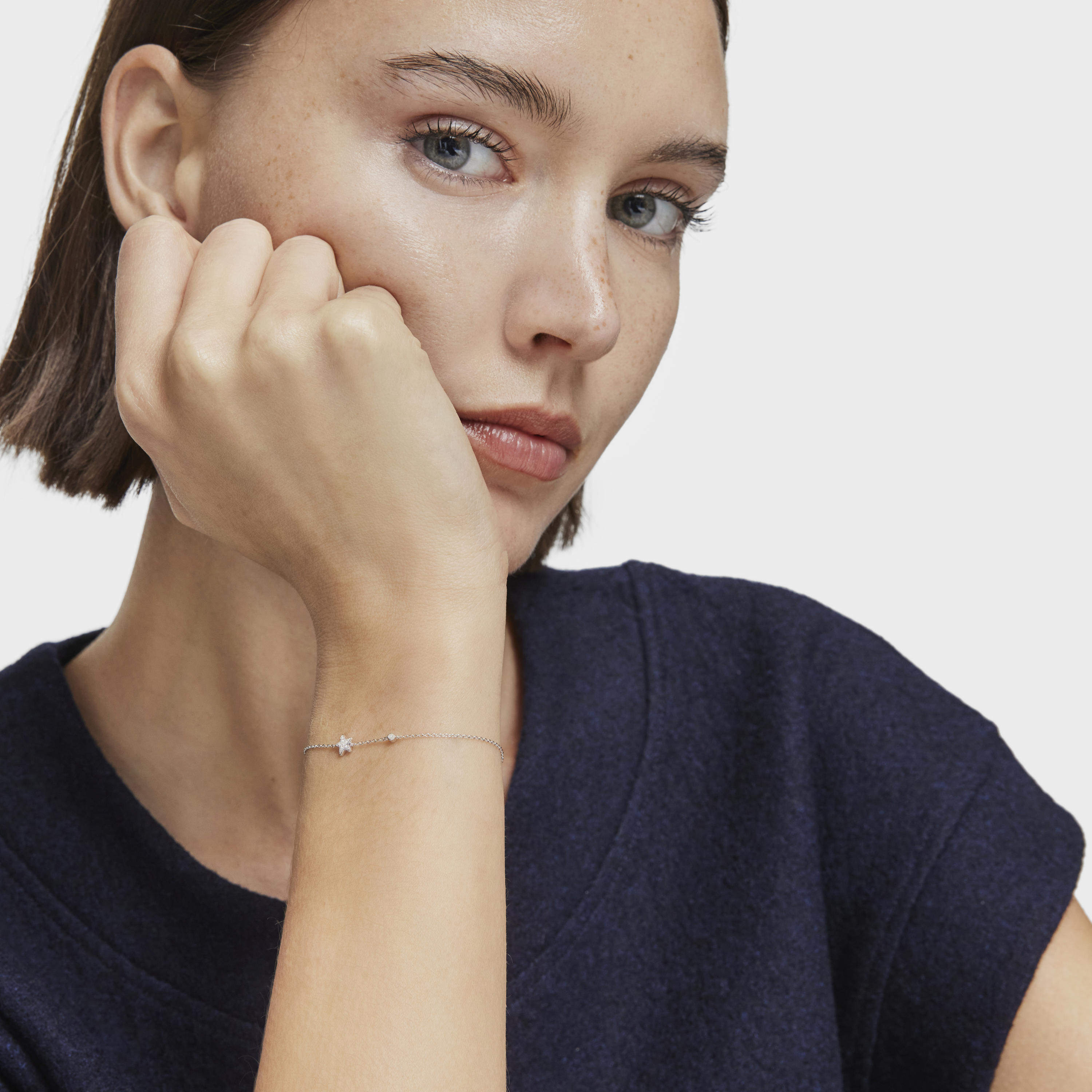 White-gold star Chain bracelet with diamonds TOUS Grain