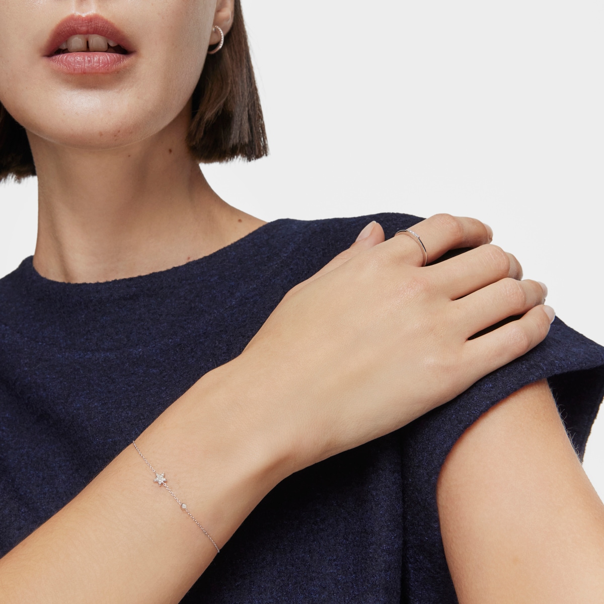 White-gold star Chain bracelet with diamonds TOUS Grain