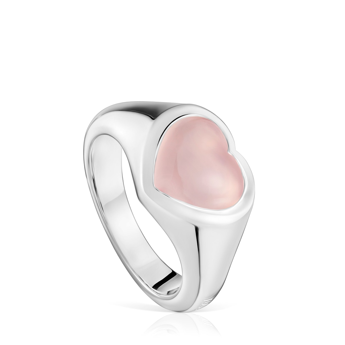 Tous - Anillo Sello Corazón De Plata Y Calcedonia Rosa Bold Motif Talla 20
