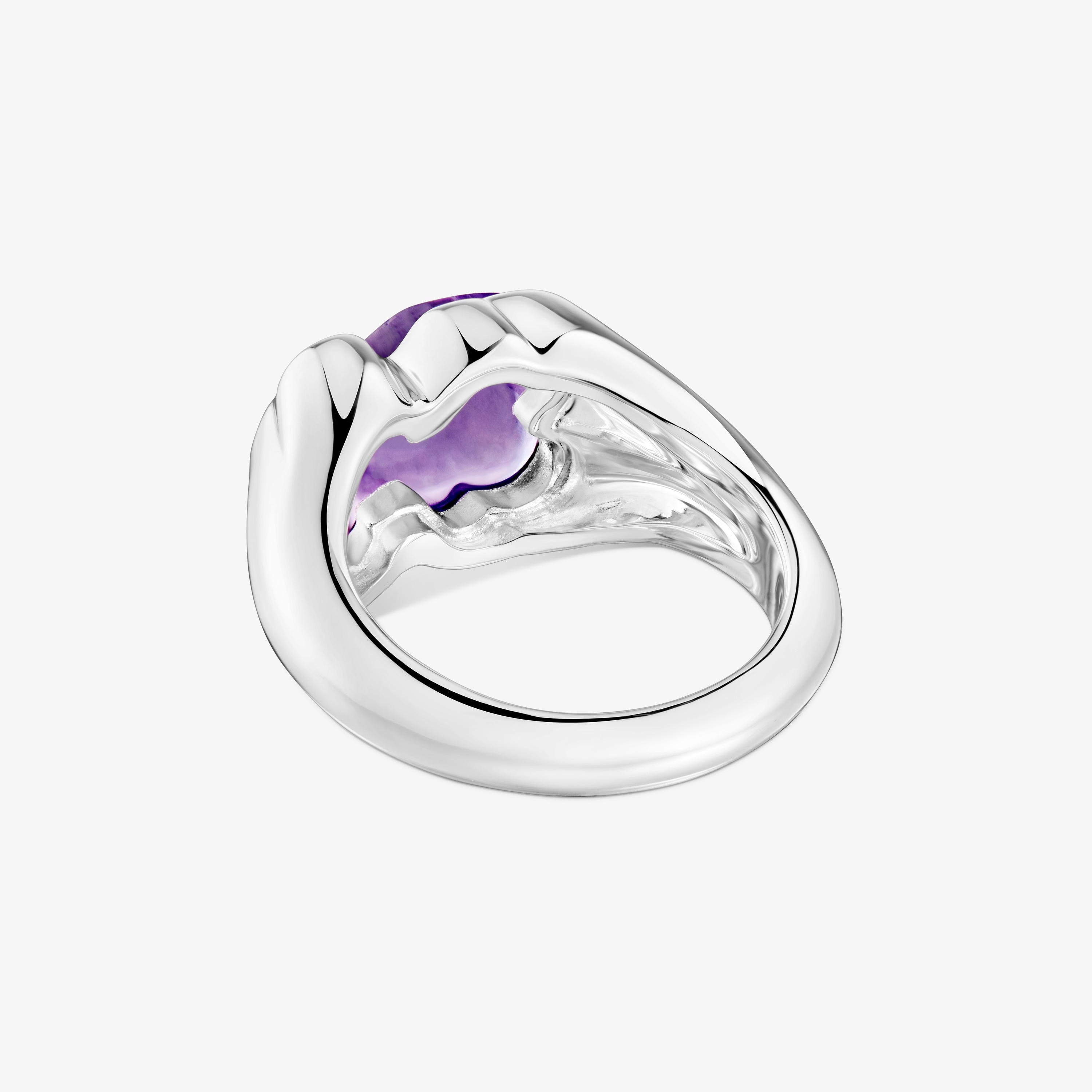 Silver and amethyst bear Signet ring Bold Motif