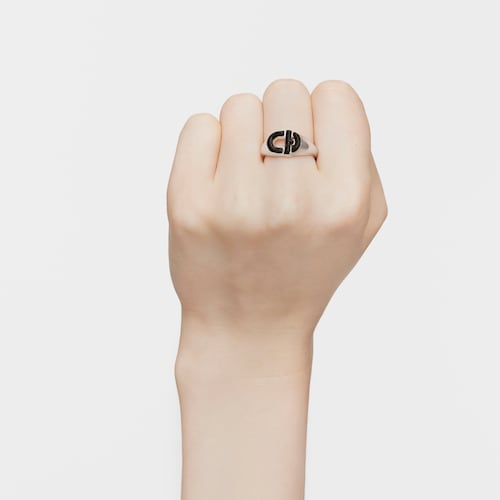 Silver and black enamel Signet ring TOUS MANIFESTO