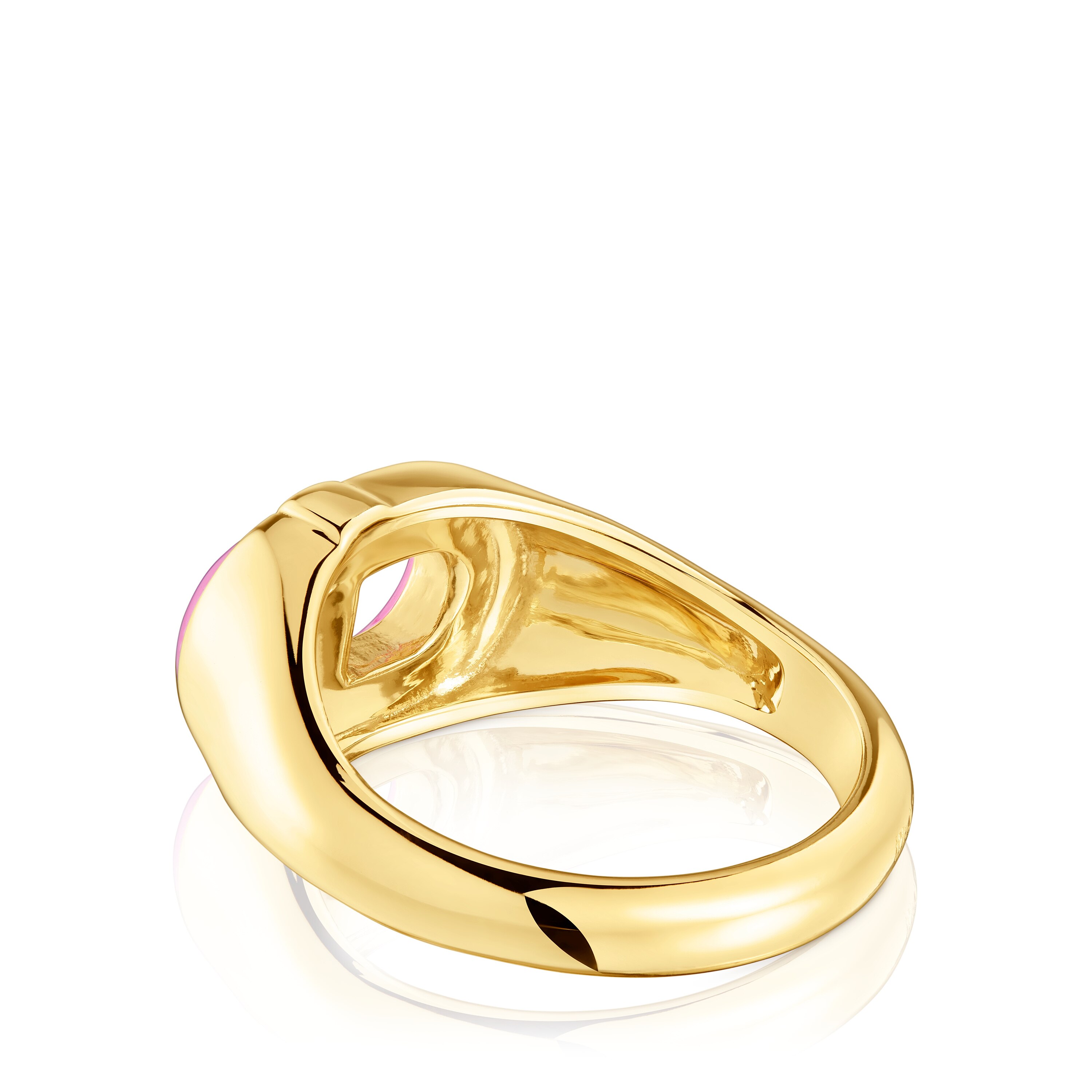 Signet ring with 18kt gold plating over silver and fuchsia-colored enamel TOUS MANIFESTO