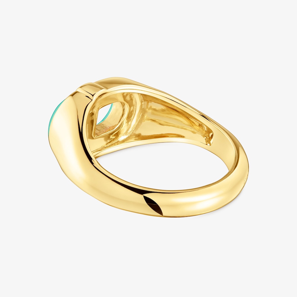 Siegelring TOUS MANIFESTO aus 18&nbsp;kt vergoldetem Silber und gr&uuml;ner Emaille