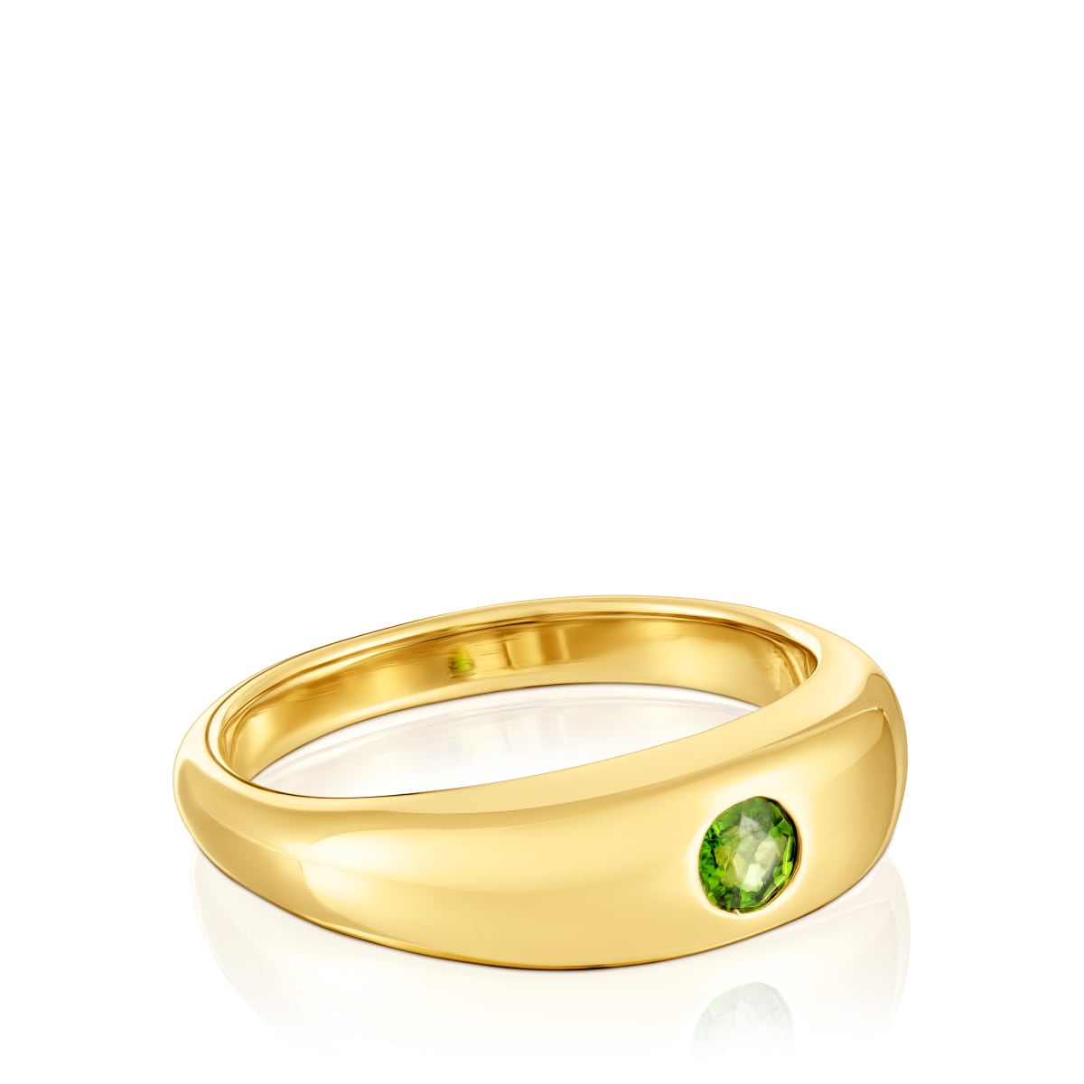 Anillo sello con baño de oro 18 kt sobre plata y cromo diópsido Basic Colors