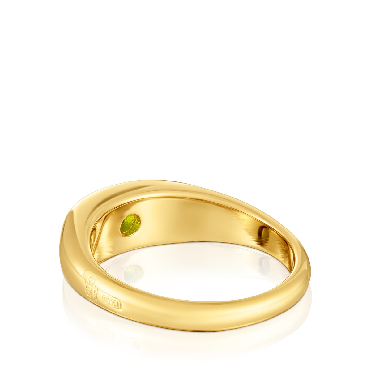 Anillo sello con baño de oro 18 kt sobre plata y cromo diópsido Basic Colors