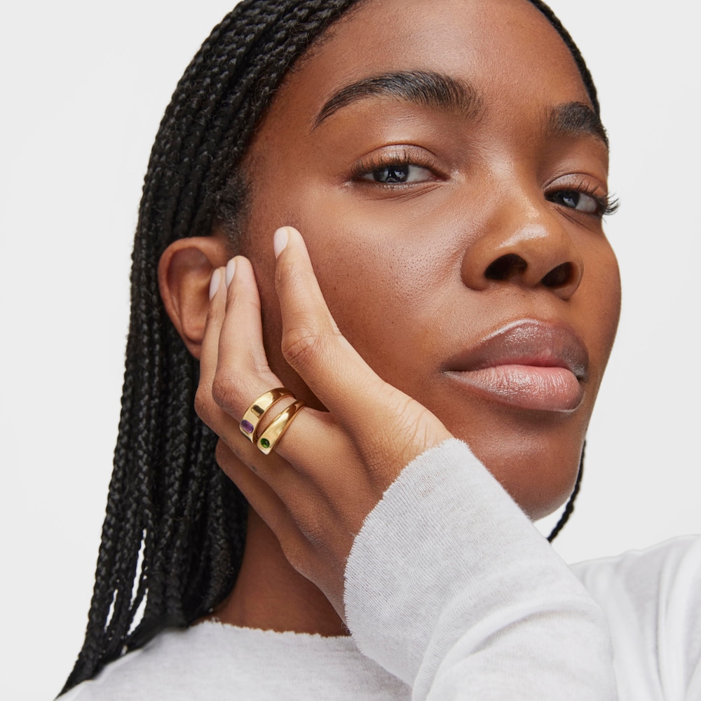 Stř&iacute;brn&yacute; Pečetn&iacute; prsten pozlacen&yacute; 18kar&aacute;tov&yacute;m zlatem s&nbsp;chromdiopsidem TOUS Basic Colors