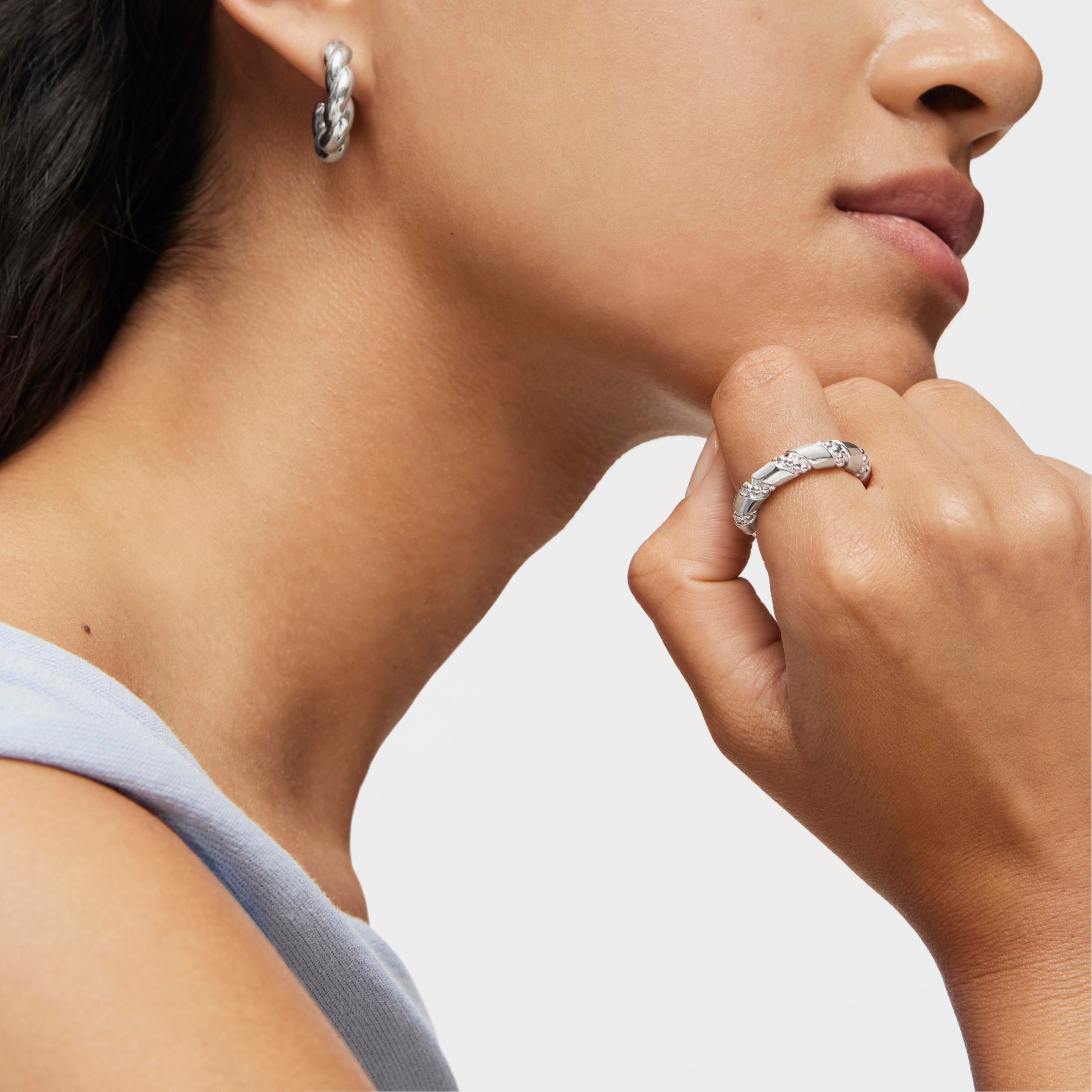 Twisted large silver Ring