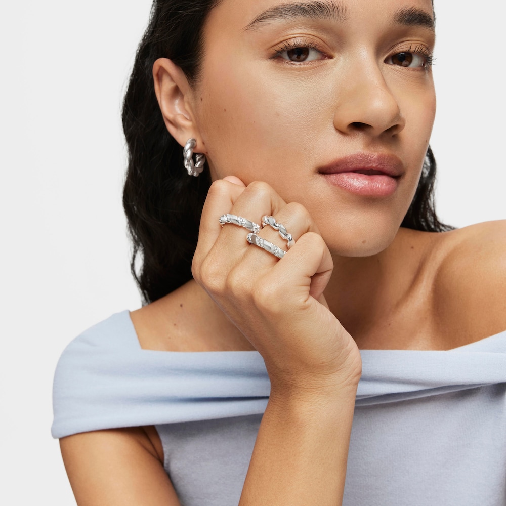 Twisted large silver Ring