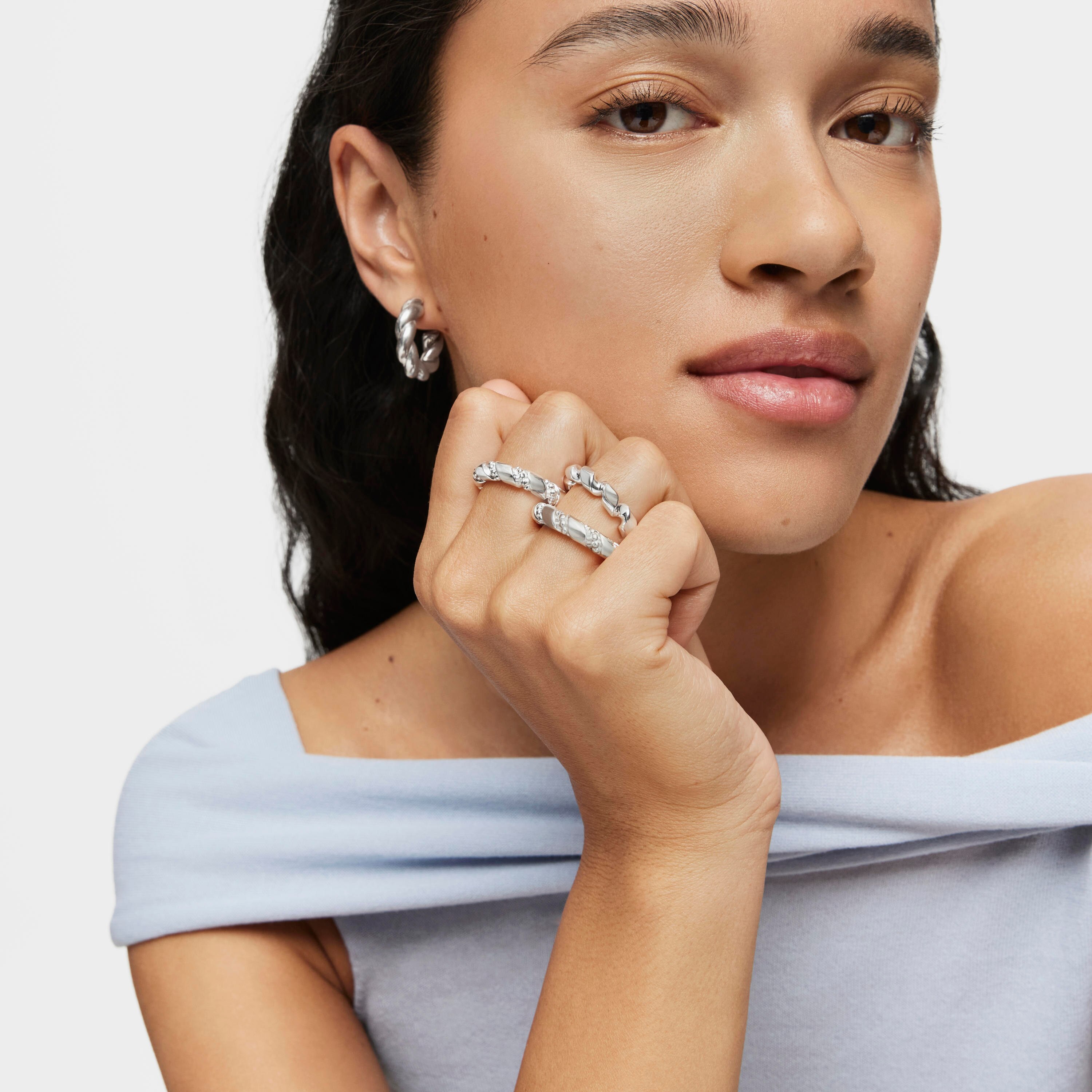 Twisted large silver Ring