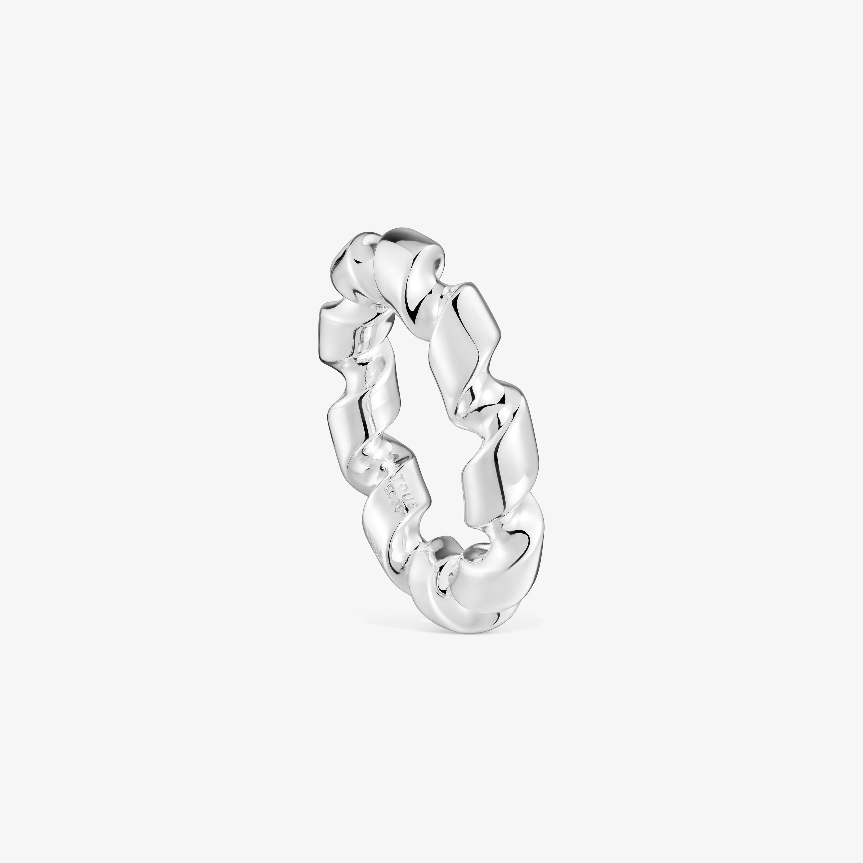 Twisted large silver spiral Ring