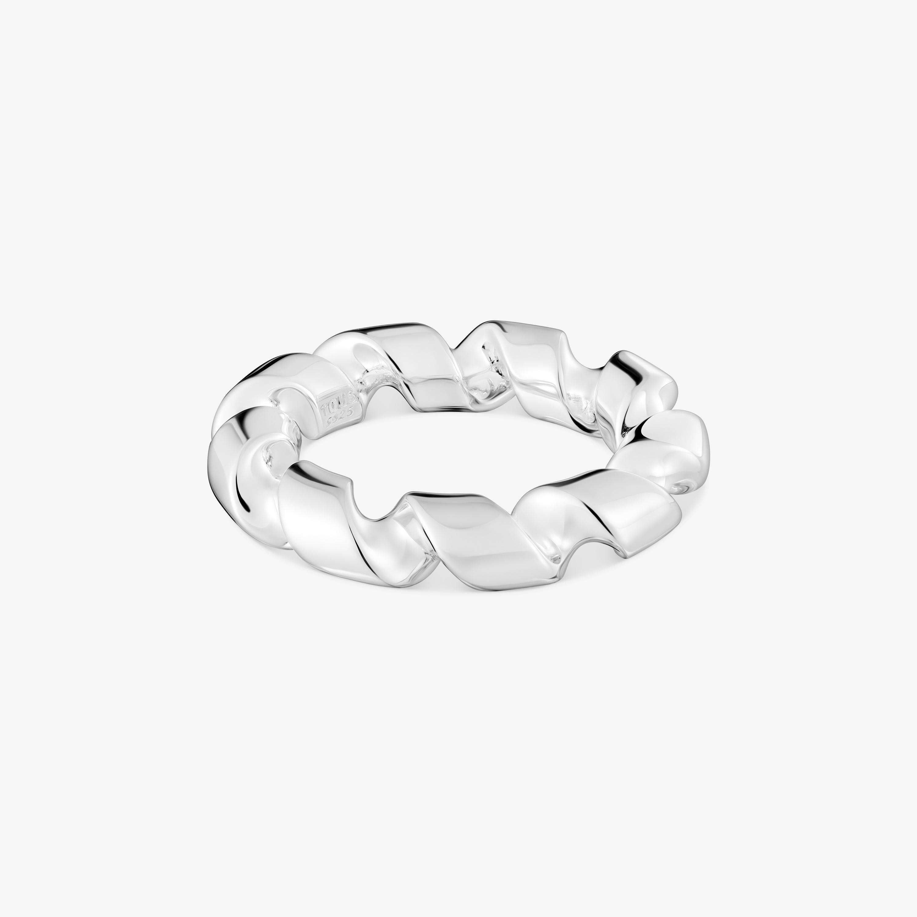 Twisted large silver spiral Ring