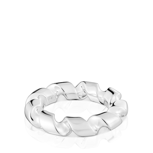 Twisted large silver spiral Ring