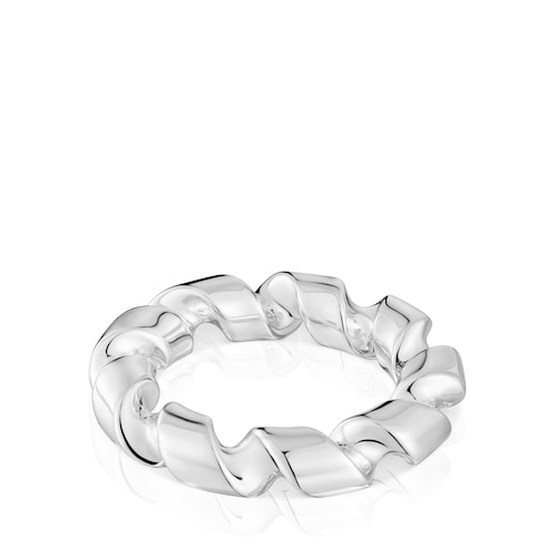 Twisted large silver spiral Ring
